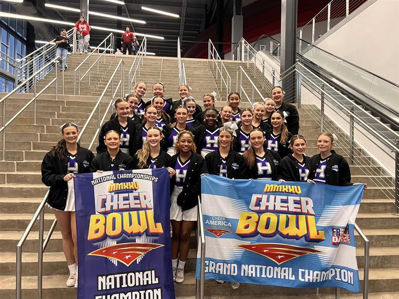 The HHS cheerleaders attended the Cheer Bowl Nationals in Rosenberg. Our cheerleaders received: • National Champion in the Game Day Division! • GRAND National Champion out of all the high school teams! We are so proud of these ladies and all they have accomplished this year! Way to go!